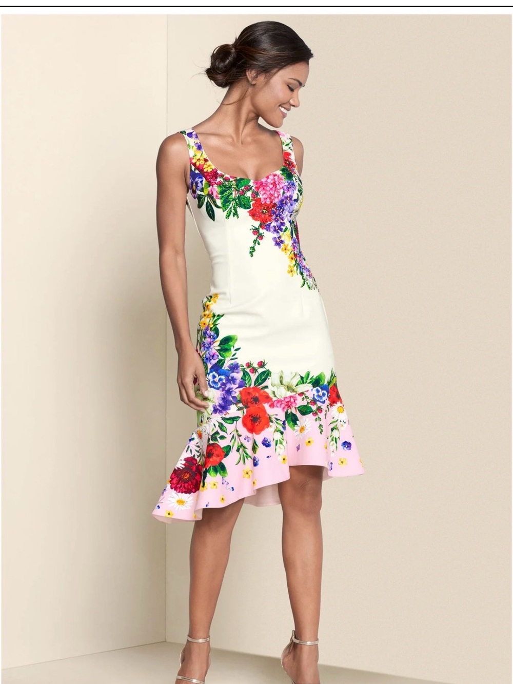 VENUS Ruffle trim Dress with Multicolor Floral Print